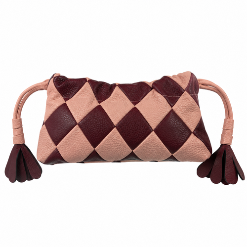 Checkered Bag - Burgundy/Pink