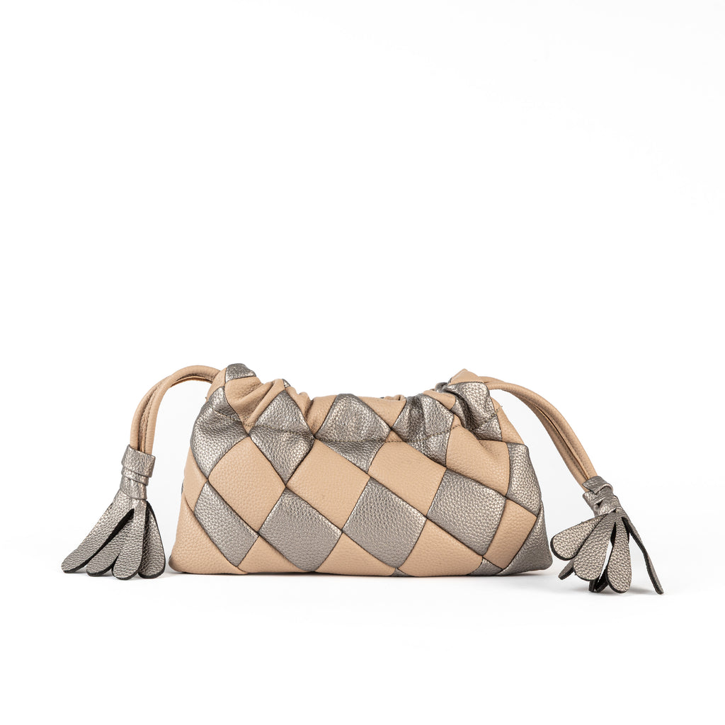 Checkered Bag- Brown/Metallic