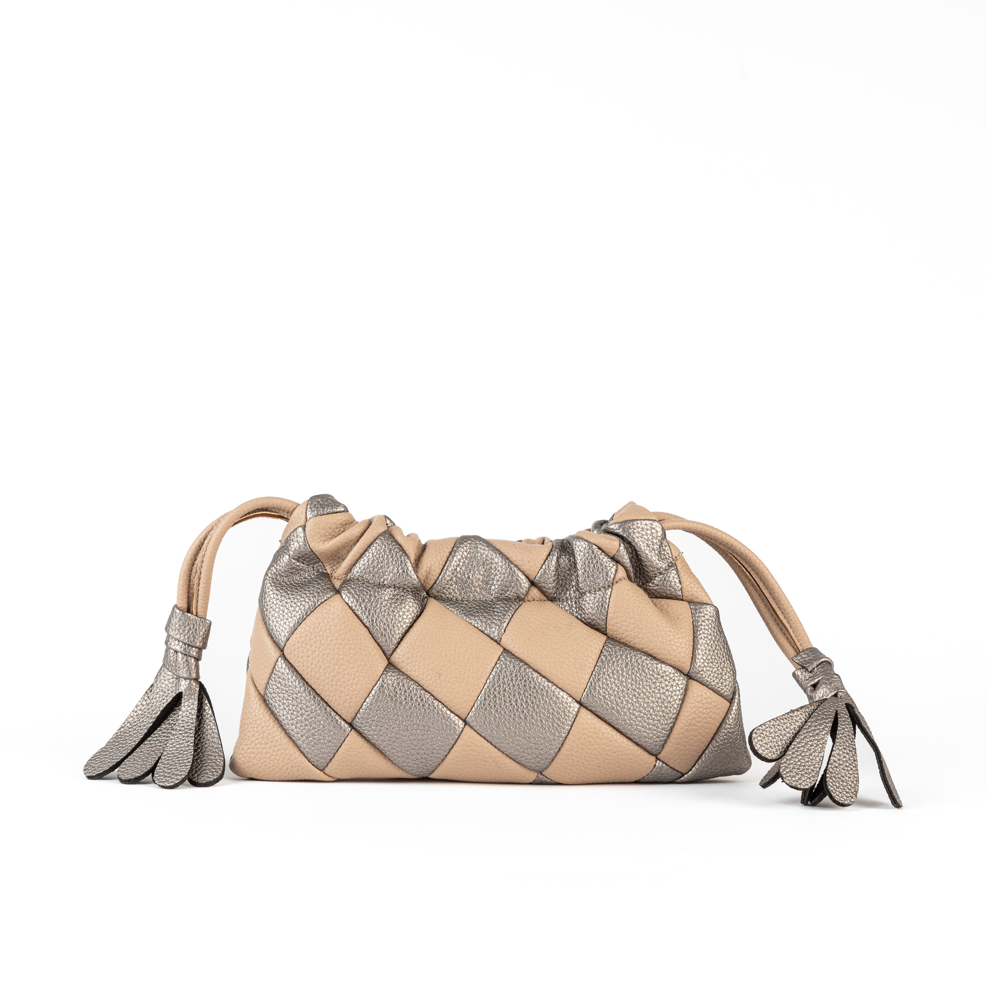 Checkered Bag- Brown/Metallic