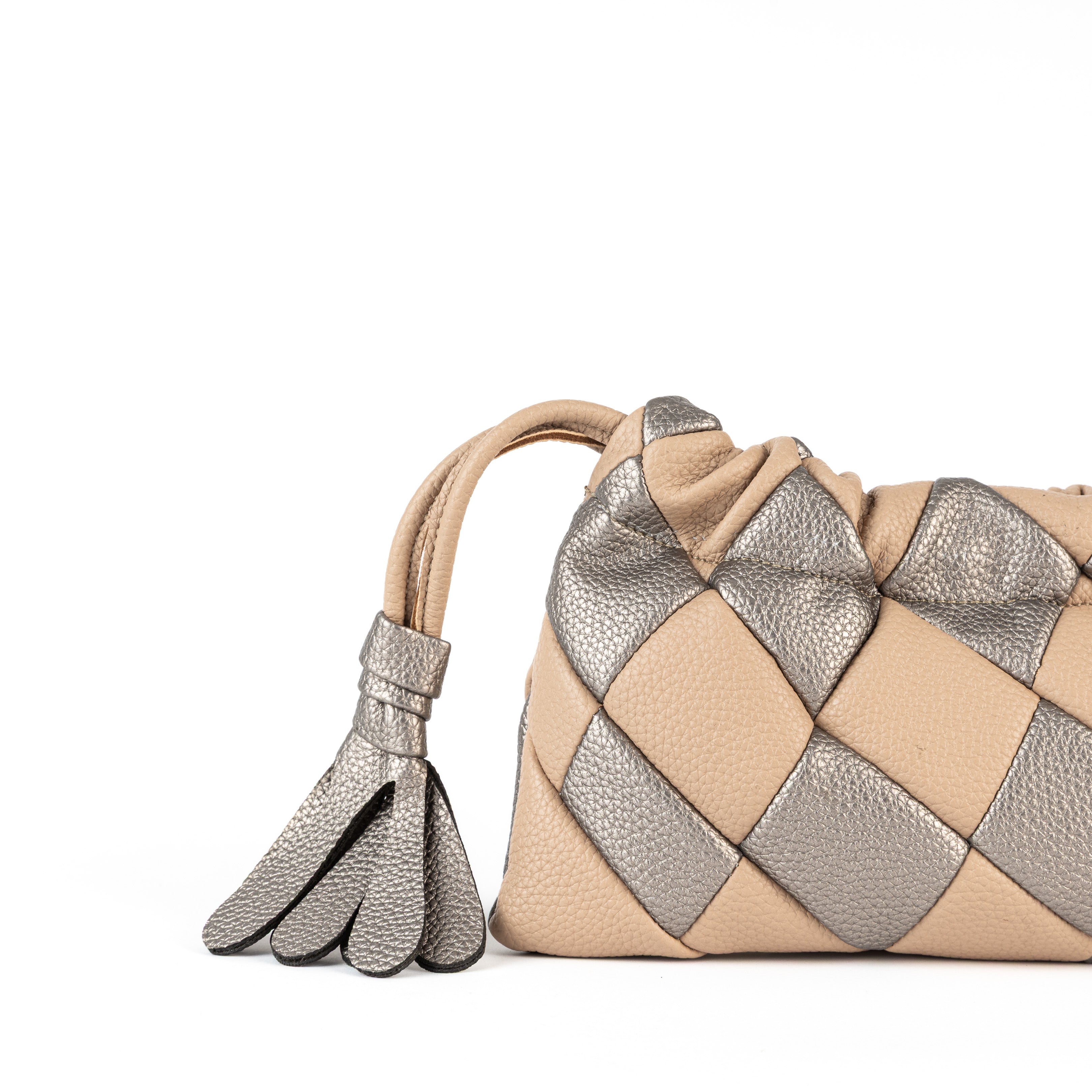 Checkered Bag- Brown/Metallic