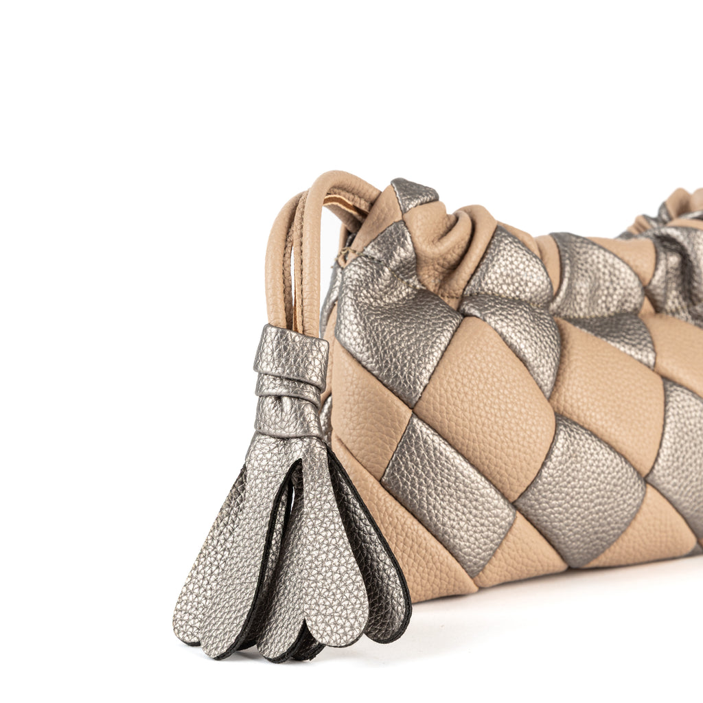 Checkered Bag- Brown/Metallic