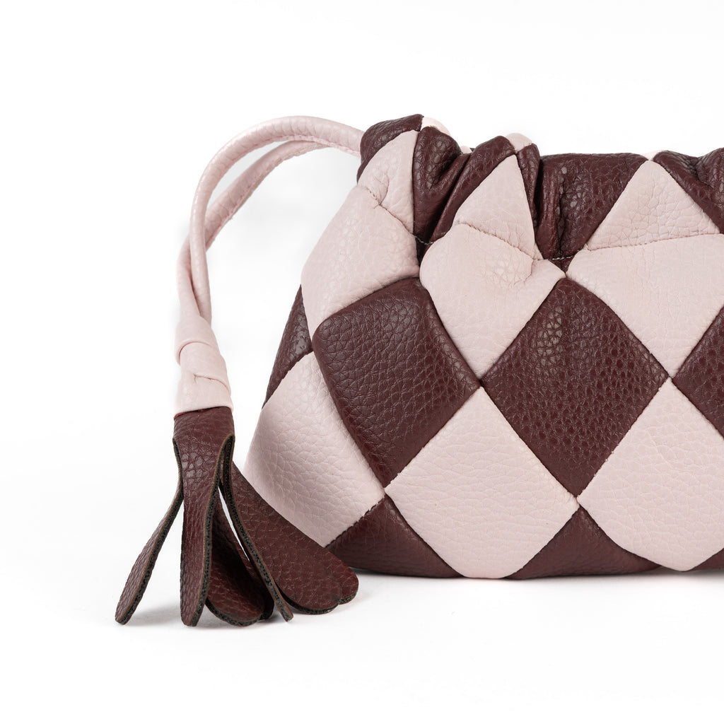 Checkered Bag - Burgundy/Pink