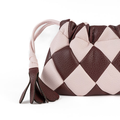 Checkered Bag - Burgundy/Pink