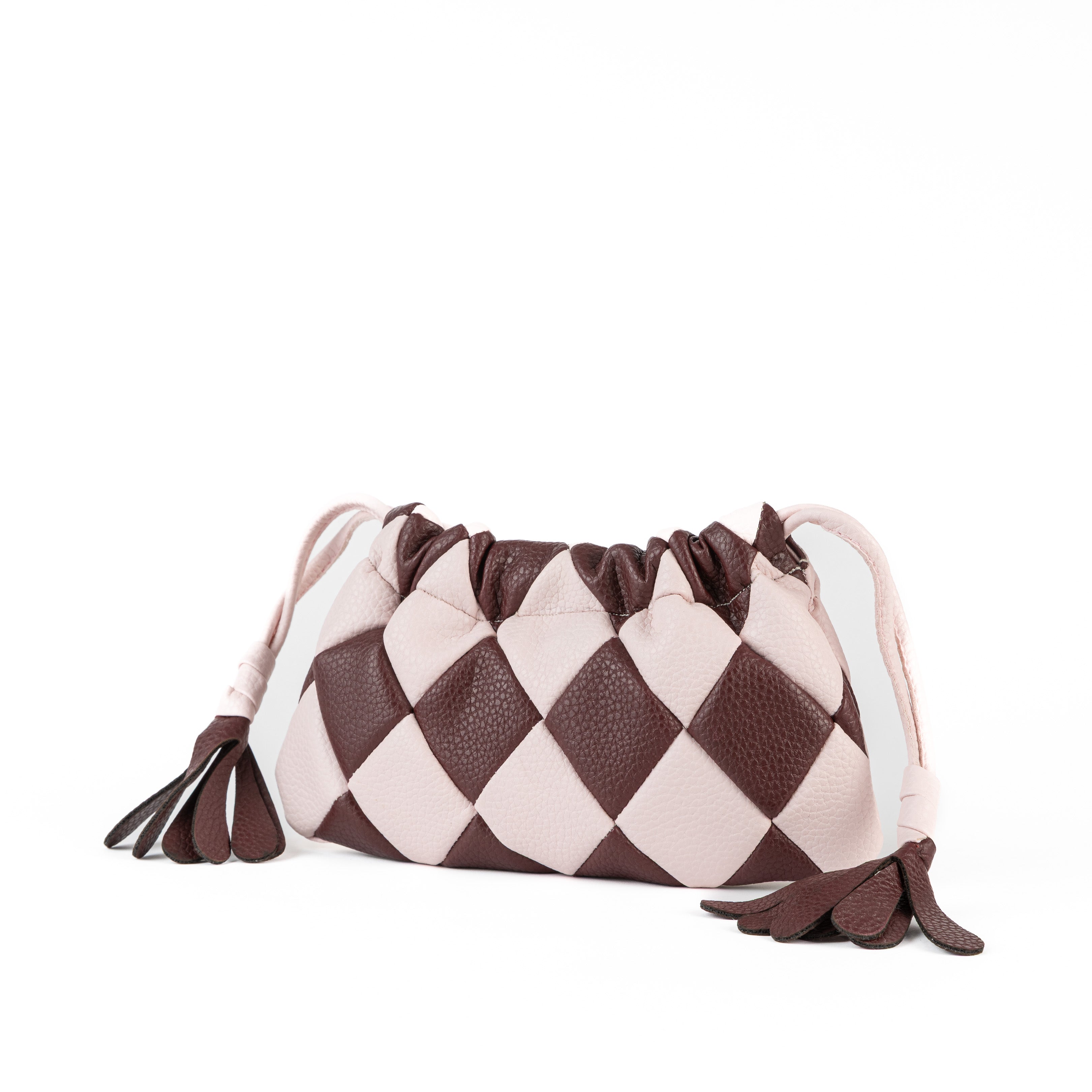 Checkered Bag - Burgundy/Pink